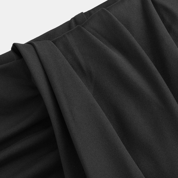 NWOT Cider Black 2 Piece Set Crop Top Ruched Midi Skirt Asymmetric Size Medium - Picture 3 of 6